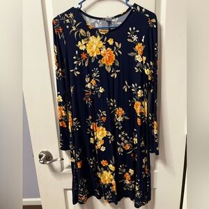 Old Navy Navy and Yellow Floral Dress